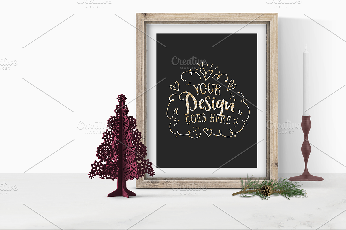 Holiday Frame Mockup with PSD in Print Mockups - product preview 8