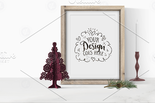 Holiday Mockup with wooden frame