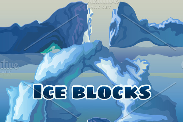 Ice block, water and dragon
