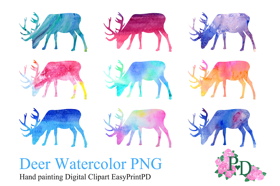 Deer Watercolor, Digital ClipArt PNG