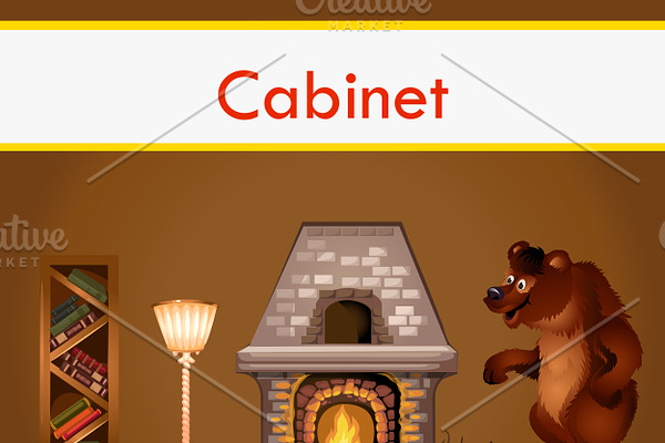 Classic cabinet in cartoon style