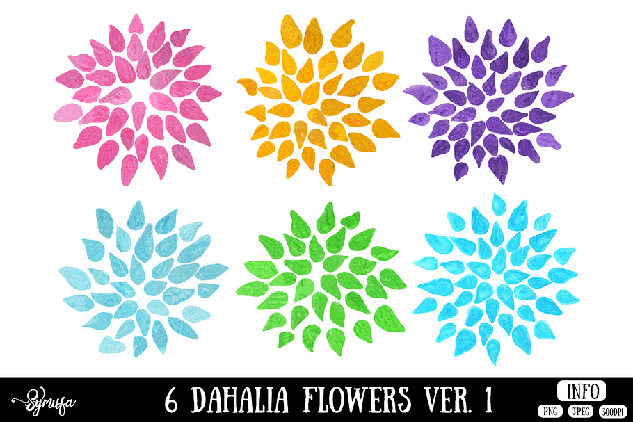 Dahlia Flower Clip Art Ver. 1 in Illustrations - product preview 8