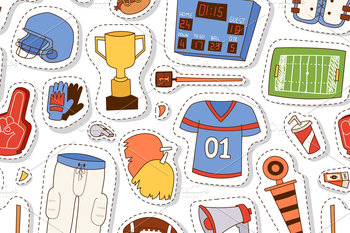 Hand drawn doodle baseball pattern in Illustrations - product preview 8