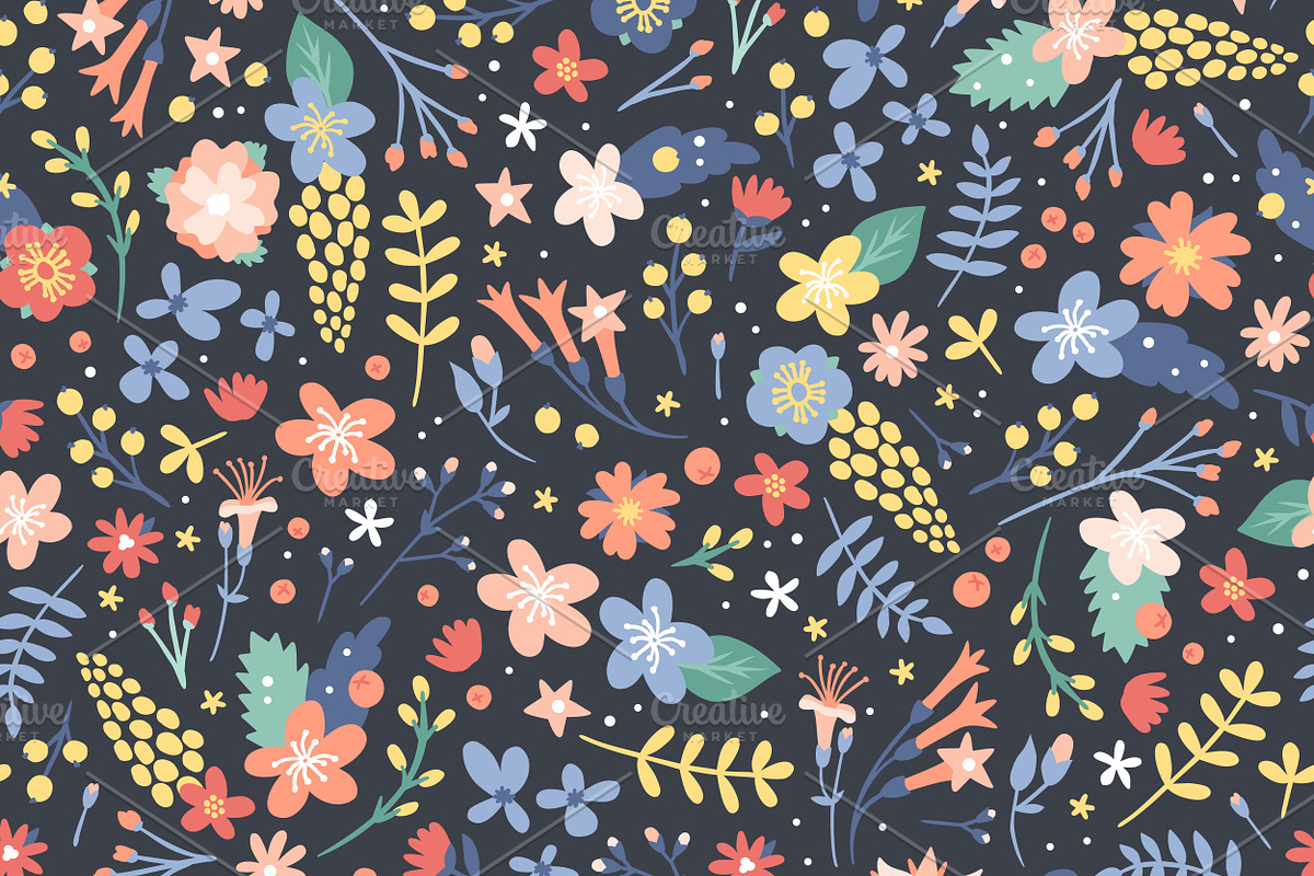Hand drawn flower seamless pattern in Illustrations - product preview 8