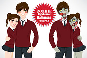 Zombie High School Halloween Couple