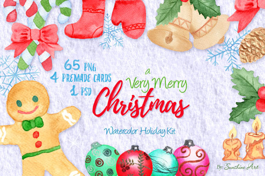 Very Merry Christmas Watercolor Kit in Illustrations - product preview 8