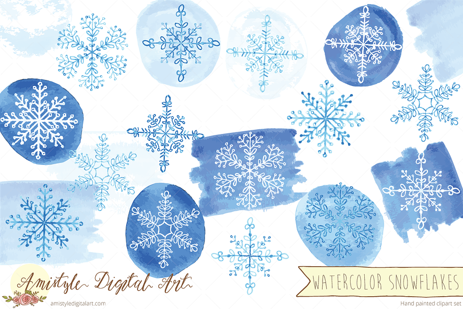 Watercolor Snowflakes in Illustrations - product preview 8