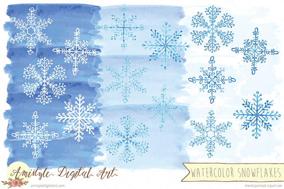 Watercolor Snowflakes in Illustrations - product preview 1