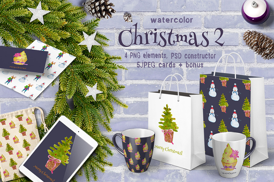 Christmas watercolor 2 in Illustrations - product preview 8