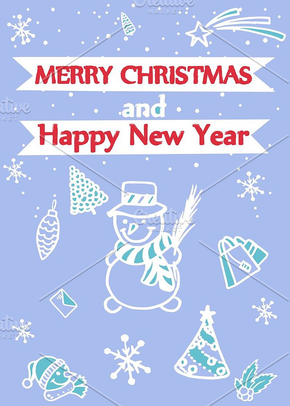 Cute Christmas Cards Hand Drawn in Illustrations - product preview 1