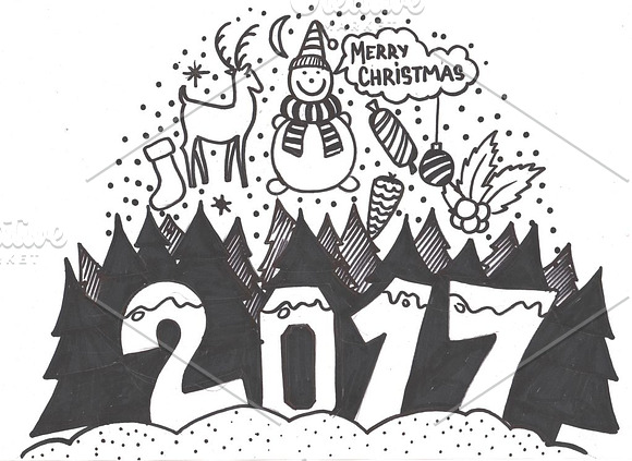 Cute Christmas Cards Hand Drawn in Illustrations - product preview 8