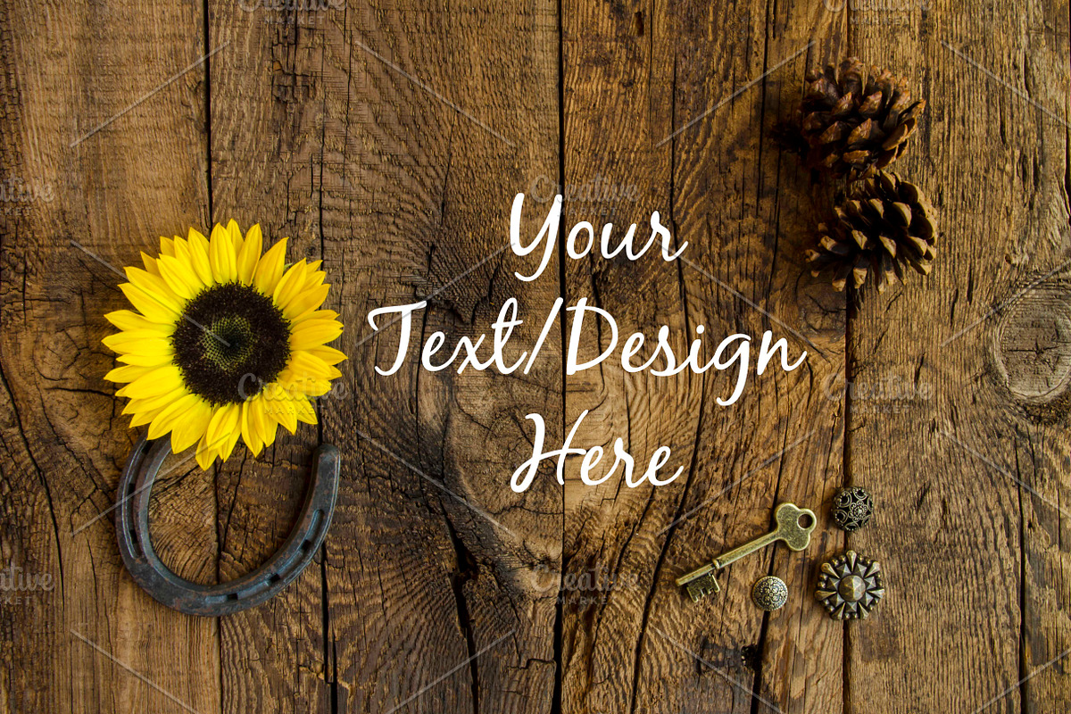 Rustic Sunflower Horseshoe Mockup in Product Mockups - product preview 8