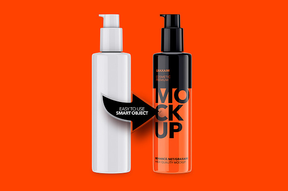 Plastic Cosmetic Pump Bottle  in Product Mockups - product preview 3