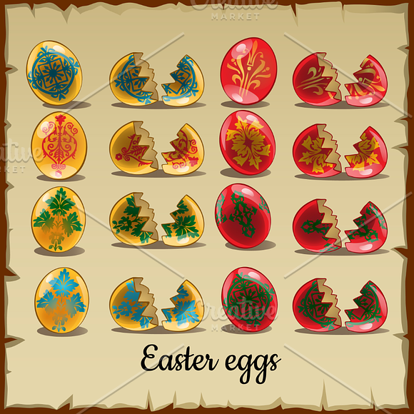 Colorful Easter eggs with pattern in Illustrations - product preview 1
