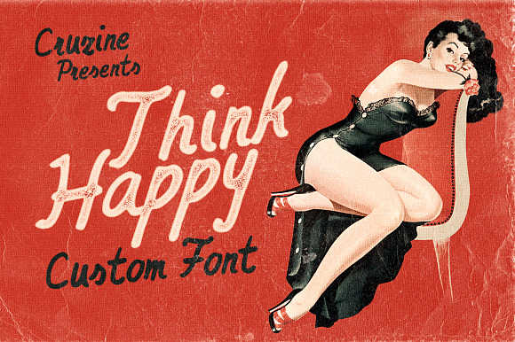 Think Happy Custom Font in Script Fonts - product preview 4