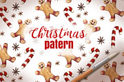 Watercolor Christmas pattern 