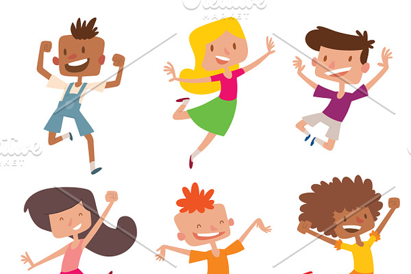 Jumping cheerful child vector
