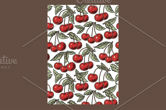 Cherry ripe fruit food Card Frame in Illustrations - product preview 3