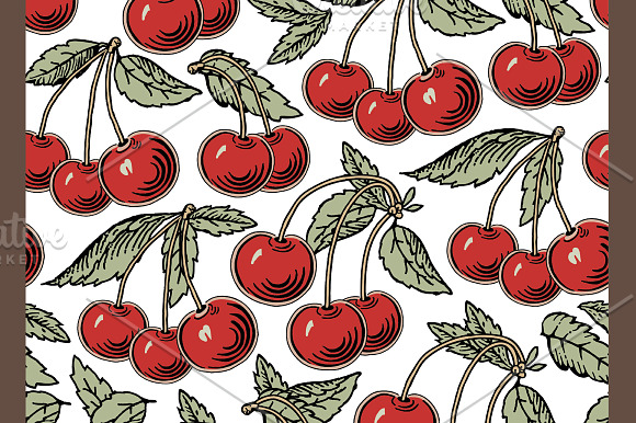 Cherry ripe fruit food Card Frame in Illustrations - product preview 6