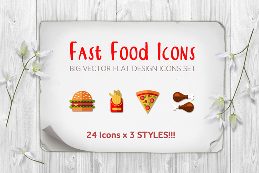 SALE!!! Fast Food Icon set 24x3