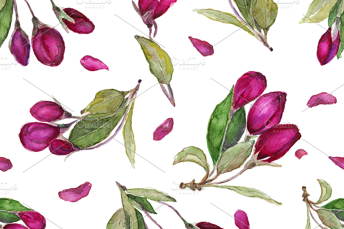 Watercolor seamless floral pattern. in Patterns - product preview 8