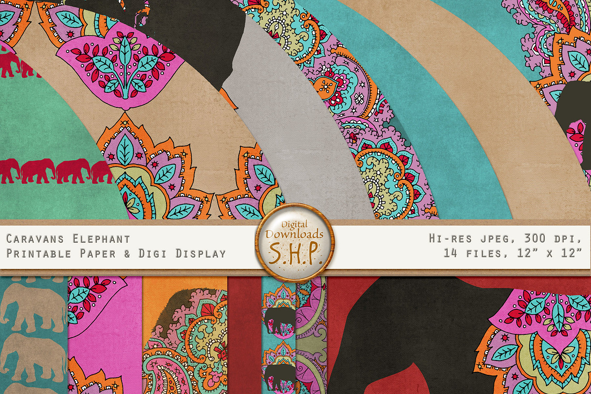 Elephant Caravan Digi Paper Pack in Patterns - product preview 8