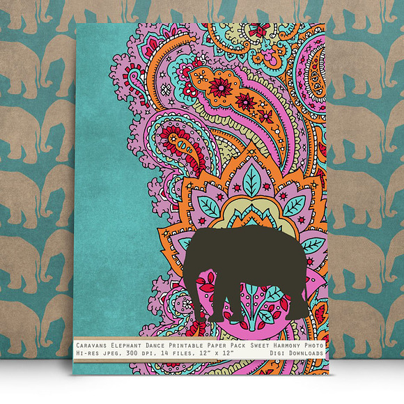 Elephant Caravan Digi Paper Pack in Patterns - product preview 2