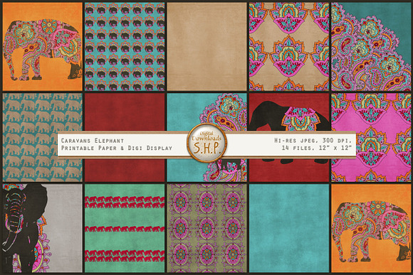 Elephant Caravan Digi Paper Pack in Patterns - product preview 4