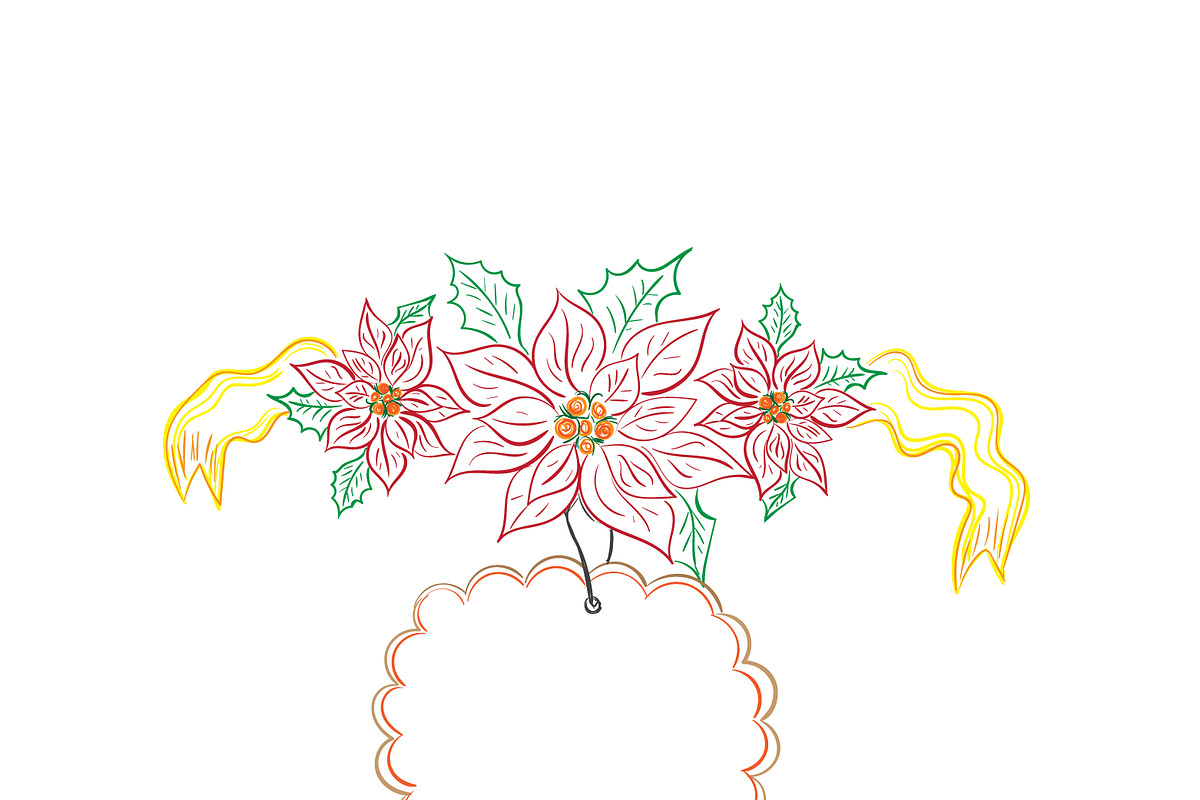 Christmas decor with Poinsettia in Illustrations - product preview 8