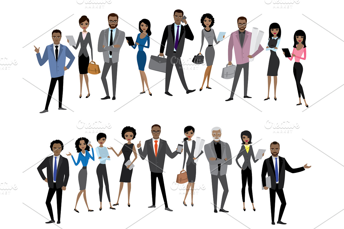 Big set of african american people in Illustrations - product preview 8