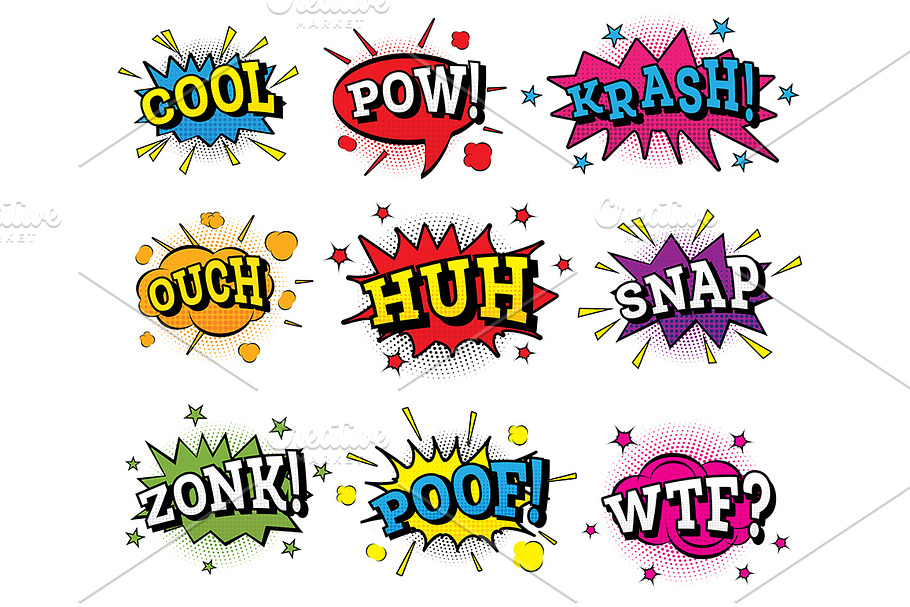 Set of Comic Text in Pop Art Style in Illustrations - product preview 8
