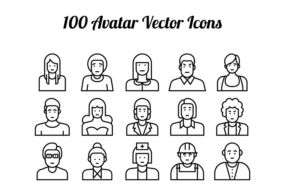 100 Avatar Line Icons
