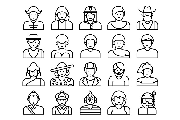 100 Avatar Line Icons in Icons - product preview 3