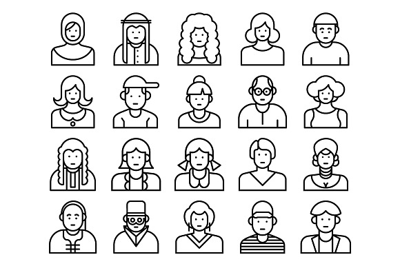 100 Avatar Line Icons in Icons - product preview 4