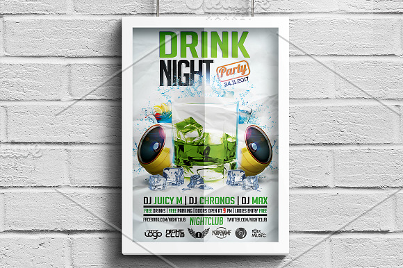 Drink Night Party Flyer in Flyer Templates - product preview 1