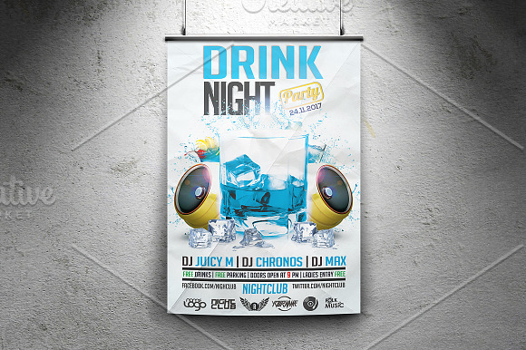 Drink Night Party Flyer in Flyer Templates - product preview 2