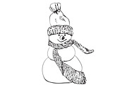 Snowman sketch. Knitted accessories