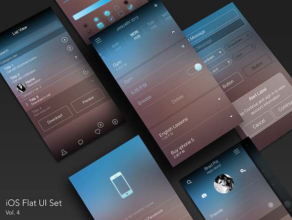 iOS Flat UI Set Vol. 4 in UI Kits and Libraries - product preview 1