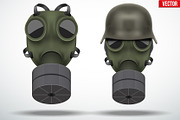 Set of vintage military gas mask