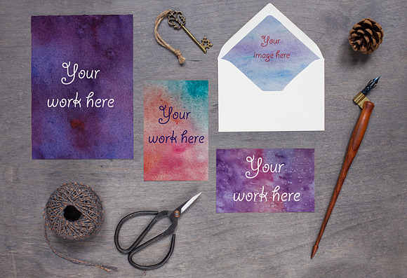 PSD mock up with postcards in Product Mockups - product preview 1