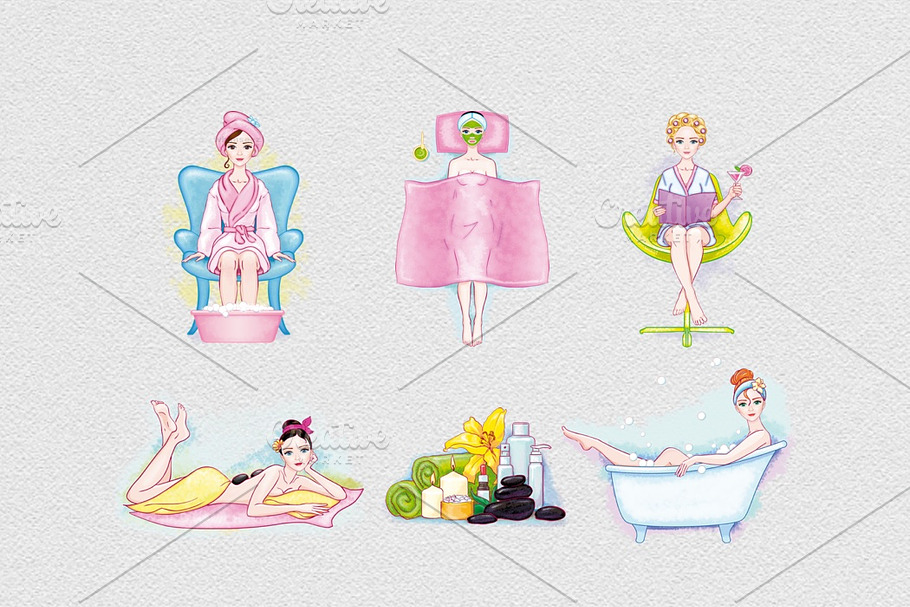Bridal Spa Party Clipart Images