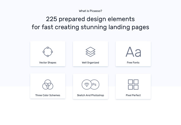 80% sale. Picasso Landing UI Kit in UI Kits and Libraries - product preview 1