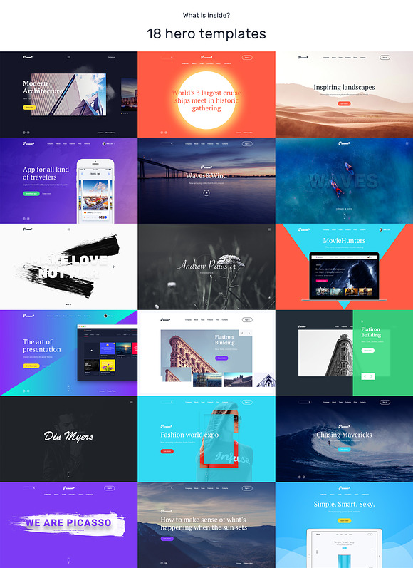 80% sale. Picasso Landing UI Kit in UI Kits and Libraries - product preview 2