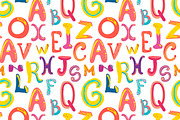 Handdrawn cute funky letters pattern