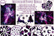 Watercolor Purple Galaxy Collection