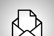 Simple black icon of open envelope