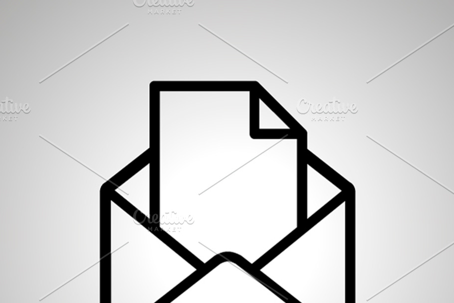 Simple black icon of open envelope in Graphics - product preview 8