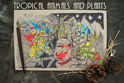 Coloring tropical animals, plants.
