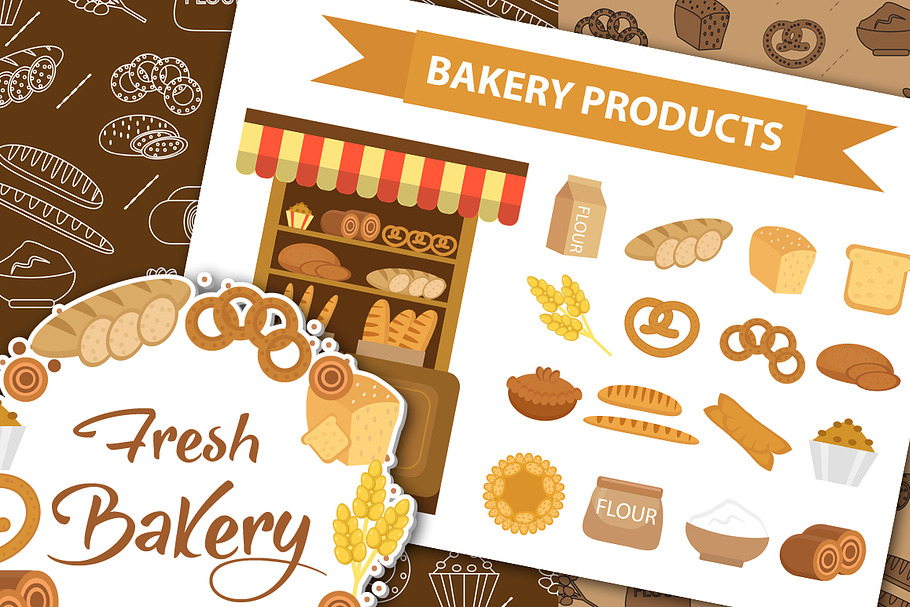 Big set of bakery + bonus in Illustrations - product preview 8