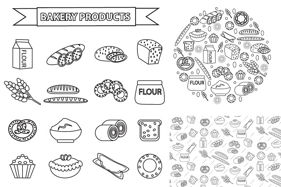 Big set of bakery + bonus in Illustrations - product preview 5